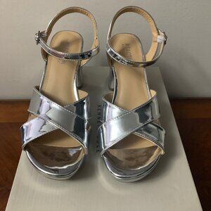 Silver open toe platform sandals